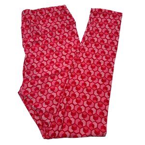 Vintage Lularoe Tall Curvy Valentines Print Leggings Hearts Red Pink Geometric